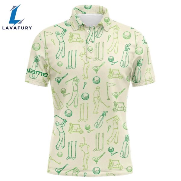 Mens Golf Polo Shirts Custom Funny Mens Golfer Pattern Mens Green Golf Polo Golfing Gifts  Gift Christmas