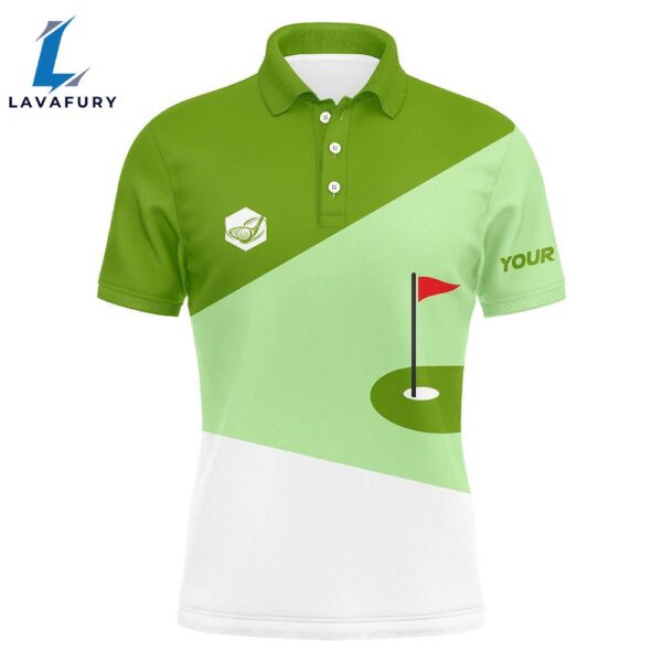 Mens Golf Polo Shirts Custom Lime Green And White Golf Apparel   Gift Christmas