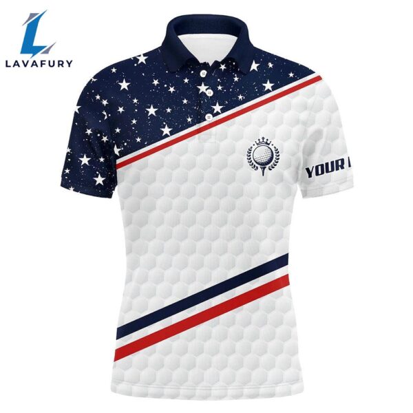 Mens Golf Polo Shirts Custom Name American Flag Patriotic , Team Men’S Flag Polo Shirt  Gift Christmas