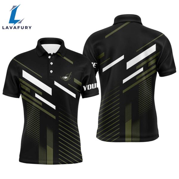 Mens Golf Polo Shirts Custom Name Black Green Plaid Golf Outfit Men, Men’S Golf Clothes  Gift Christmas