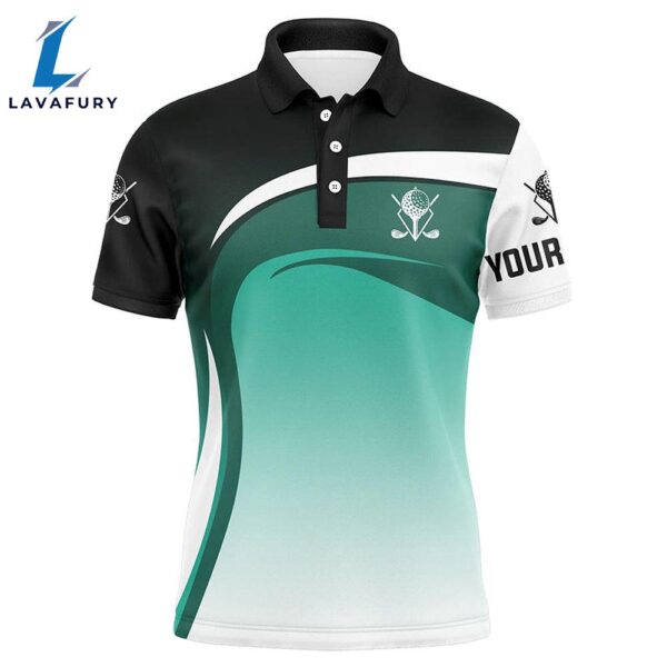 Mens Golf Polo Shirts Custom Name Black, White And Green Golf Tournament Polo Shirts, Golf Jerseys  Gift Christmas