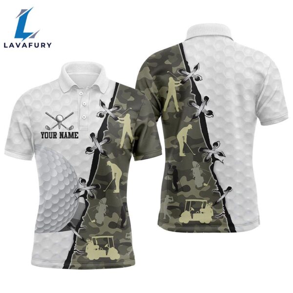 Mens Golf Polo Shirts Custom Name Camouflage , Team Golf Tops   Gift Christmas