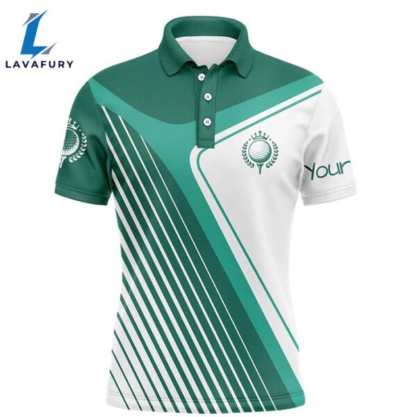Mens Golf Polo Shirts Custom Name Green And White Plaid Team Mens Golf Tournament Polo Shirts  Gift Christmas