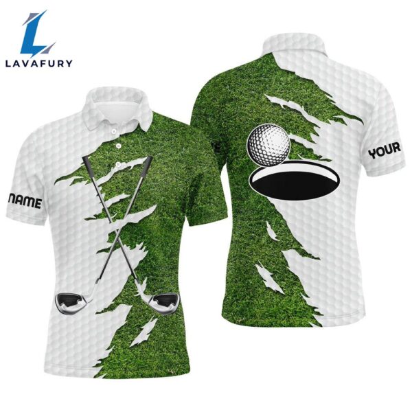 Mens Golf Polo Shirts Custom Name Green Golf Clubs, Personalized Best    Gift Christmas