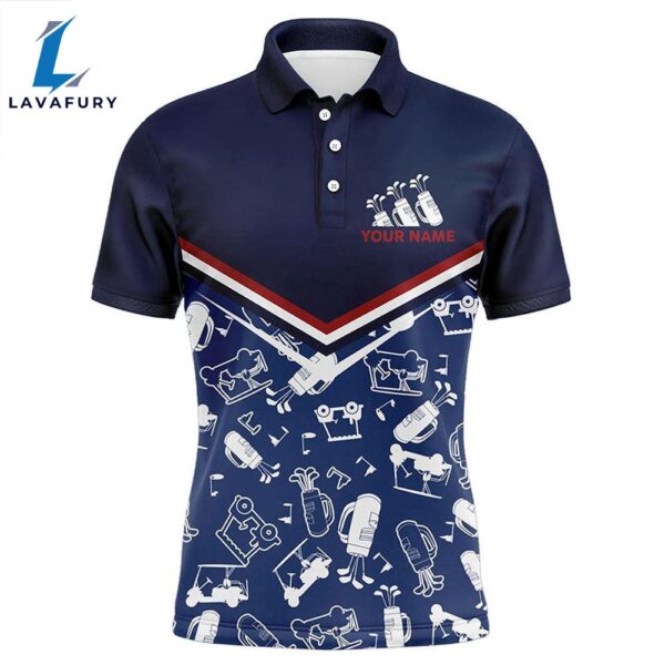 Mens Golf Polo Shirts Custom Name Navy Golf Equipment Seamless, Personalized    Gift Christmas