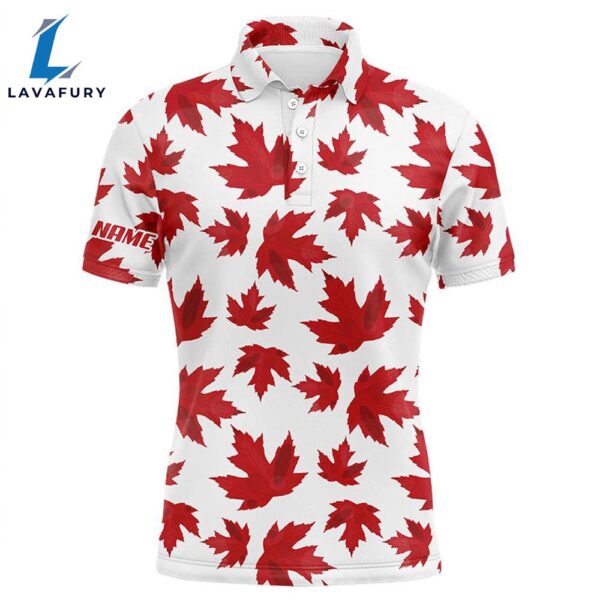 Mens Golf Polo Shirts Custom Patriot Golf Tops Red Canada Maple Leaf Pattern Team Golf Polo Shirts  Gift Christmas