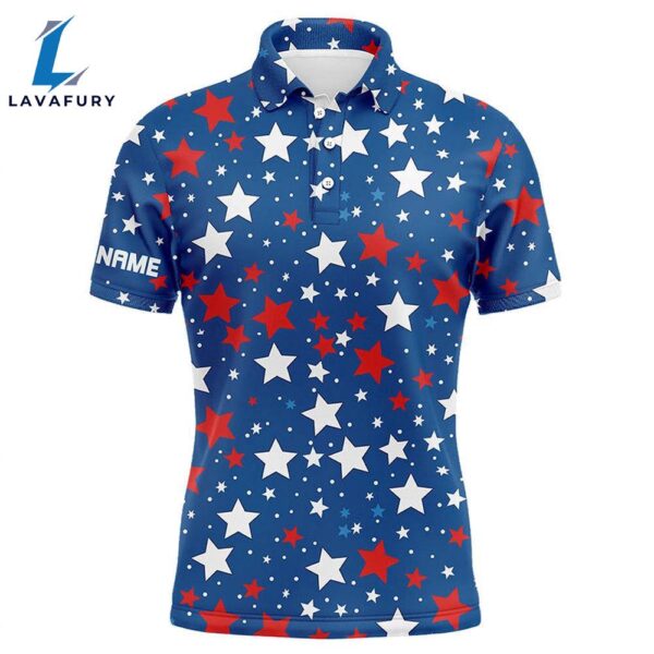 Mens Golf Polo Shirts Custom Red, White And Blue Stars Pattern Patriotic  Mens  Gift Christmas