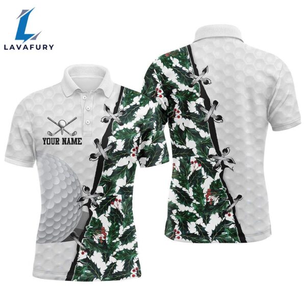 Mens Golf Polo Shirts Custom Watercolor Christmas Pattern Mens , Team Golf Tops   Gift Christmas