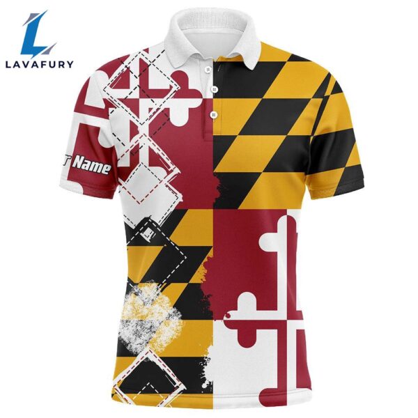 Mens Golf Polo Shirts Maryland Flag Patriot Custom Name    Gift Christmas