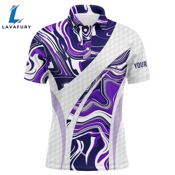 Mens Golf Polo Shirts Purple Camo Custom White Golf Ball Skin Mens Golf Tops, Gifts For The Golfer  Gift Christmas