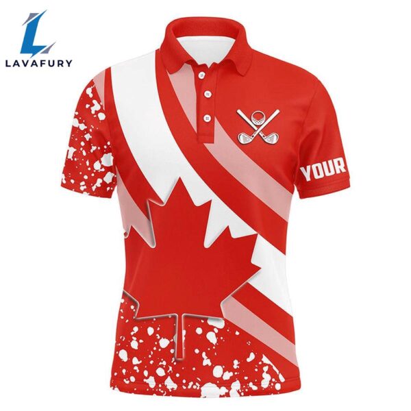 Mens Golf Polo Shirts Red Canada Flag Maple Leaf Custom Team , Canadian Patriot Golf Tops  Gift Christmas