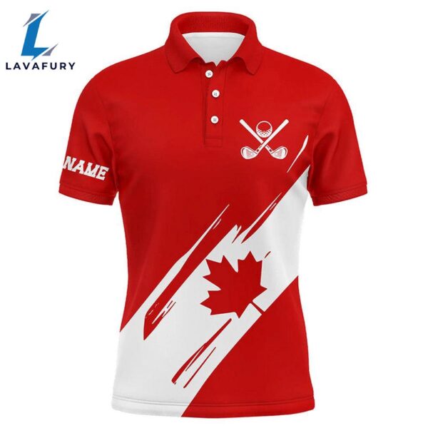 Mens Golf Polo Shirts Red Canada Flag Maple Leaf Patriot Custom Team , Canadian Golf Tops  Gift Christmas