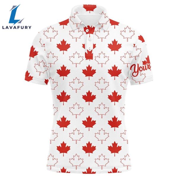 Mens Golf Polo Shirts Red Canada Maple Leaf Pattern Custom Team Mens Golf Tops  Gift Christmas