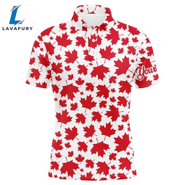 Mens Golf Polo Shirts Red Canada Maple Leaf Pattern Custom Team Patriot Golf Tops  Gift Christmas