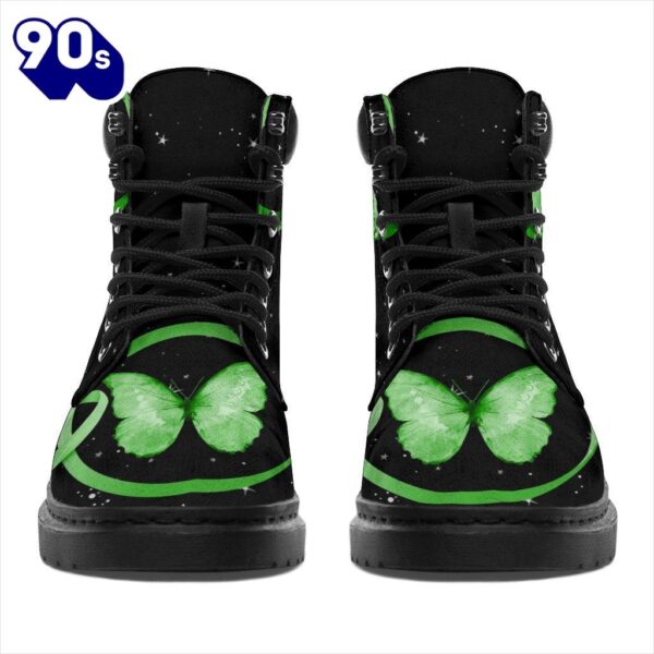 Mental Health Awareness Leather Boots Ribbon Butterfly Shoes