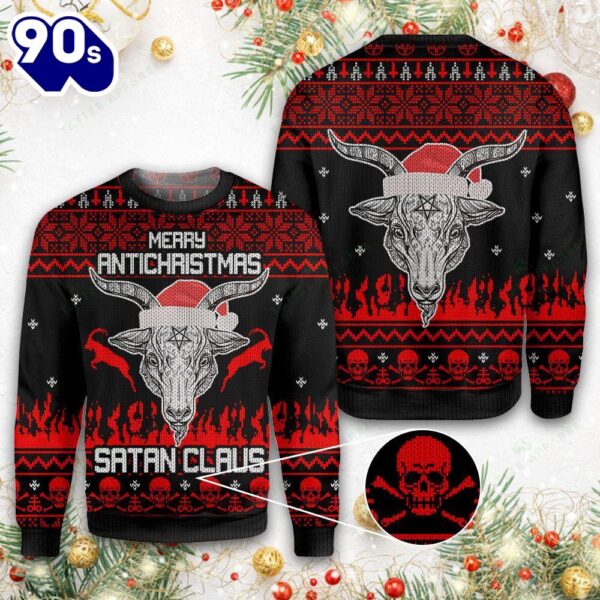 Christmas 2024  Merry Antichristmas Satan Claus Amazing Ugly Christmas Sweater Festival Artistic