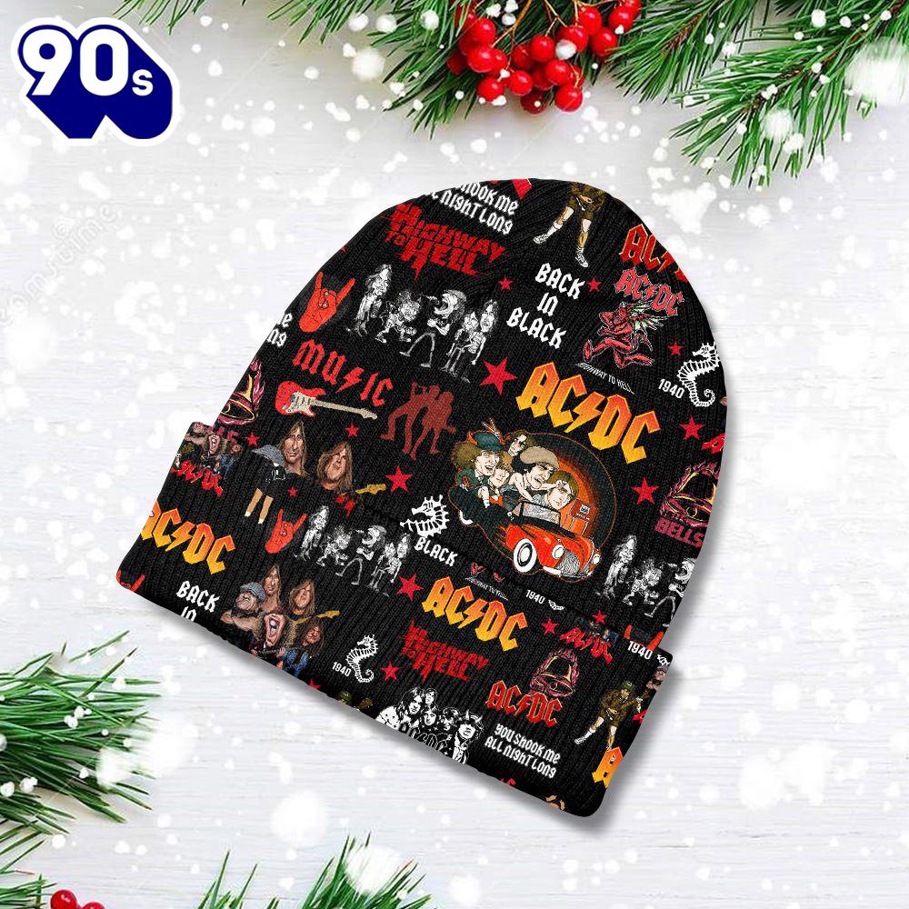 Merry Christmas ACDC Rock Band Beanie Hat Gift Xmas Merry Christmas ACDC Rock Band Beanie Hat Gift Xmas