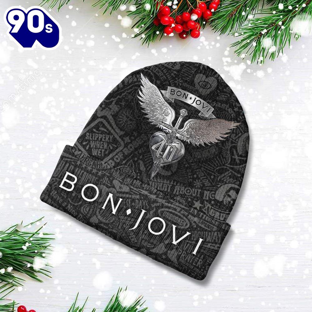 Merry Christmas Bon Jovi Beanie Hats Gift Xmas Merry Christmas Bon Jovi Beanie Hats Gift Xmas