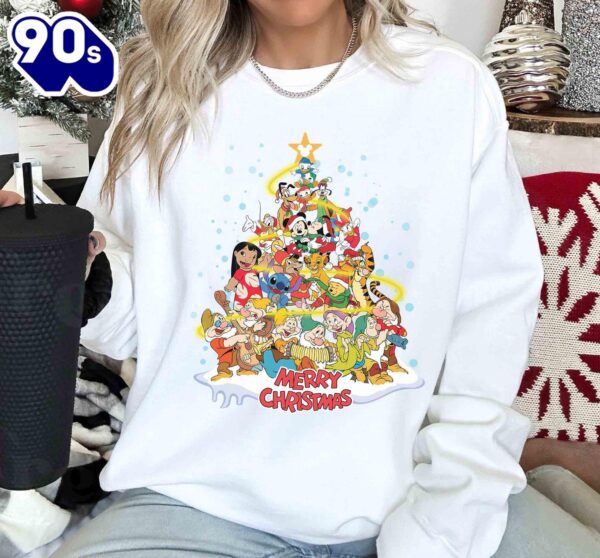 Merry Christmas Disney Characters Shirt Mickey and Friends Christmas Tee Xmas Party Gift