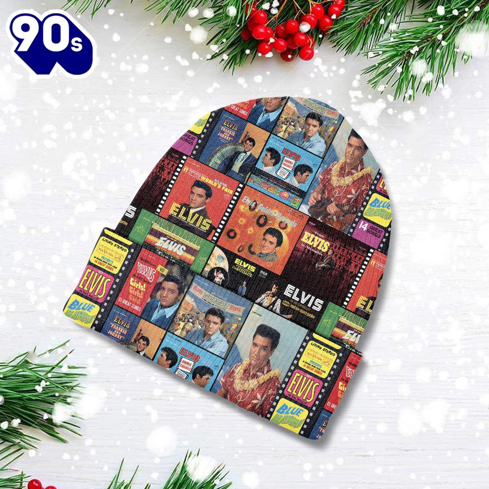 Merry Christmas Elvis Presley Album Beanie Hat Gift Xmas Merry Christmas Elvis Presley Album Beanie Hat Gift Xmas