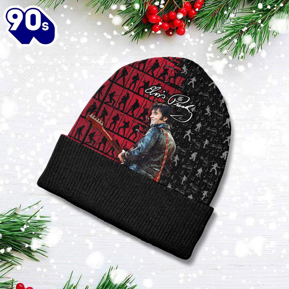 Merry Christmas Elvis Presley Best Of Song Beanie Hat Gift Xmas Merry Christmas Elvis Presley Best Of Song Beanie Hat Gift Xmas