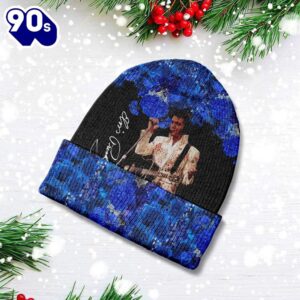 Merry Christmas Elvis Presley Blue Beanie Hat Gift Xmas