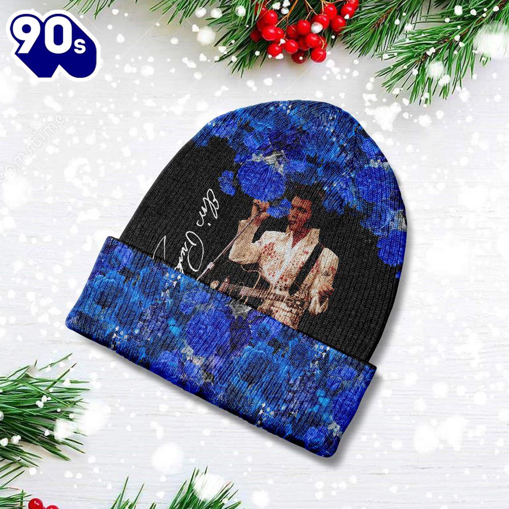 Merry Christmas Elvis Presley Blue Beanie Hat Gift Xmas Merry Christmas Elvis Presley Blue Beanie Hat Gift Xmas