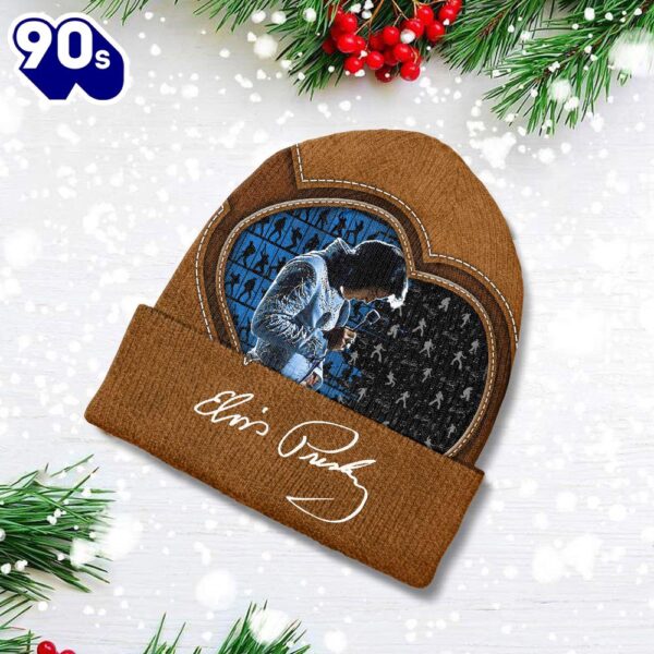 Merry Christmas Elvis Presley Pink Beanie Hat Gift Xmas