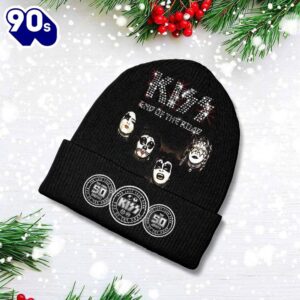 Merry Christmas Kiss Band Beanie Hat Black Gift Xmas