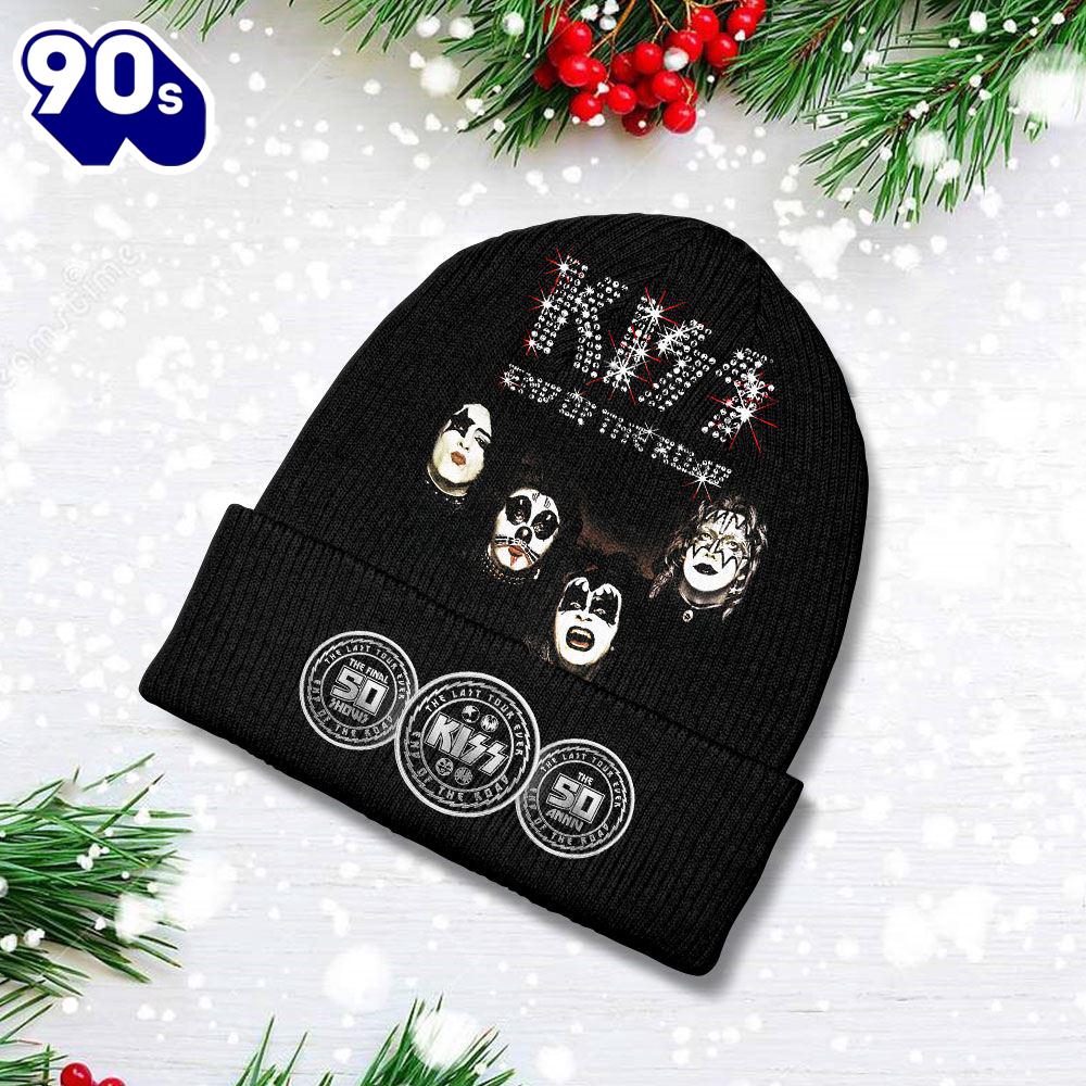 Merry Christmas Kiss Band Beanie Hat Black Gift Xmas Merry Christmas Kiss Band Beanie Hat Black Gift Xmas