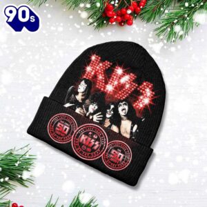 Merry Christmas Kiss Merry Kissmas Men’s Beanie Hat Gift Xmas