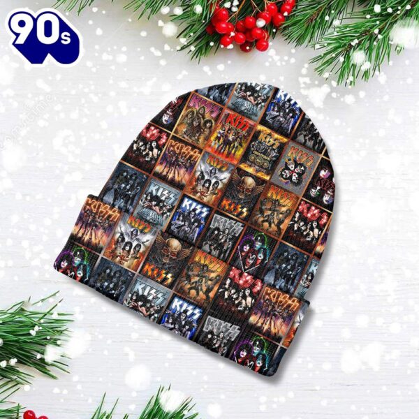 Merry Christmas Kiss Merry Kissmas Reindeer Rock Firer Beanie Hat Gift Xmas