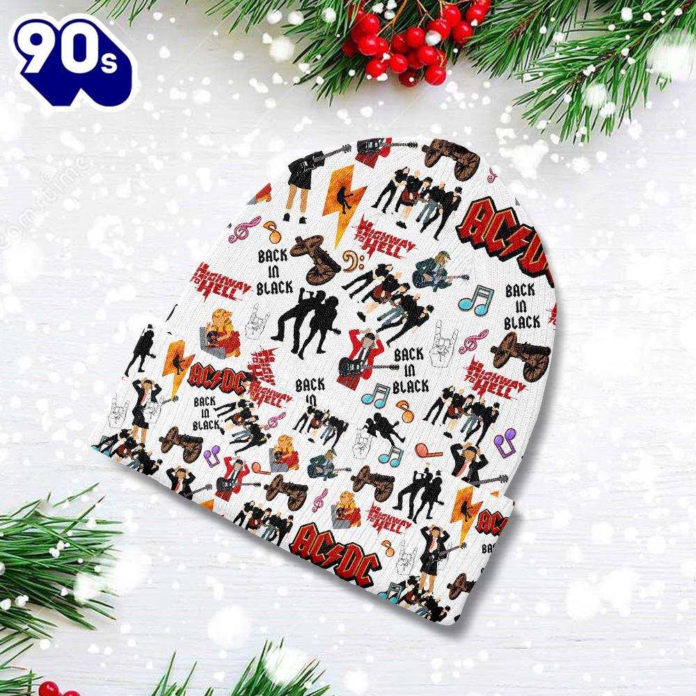 Merry Christmas Merry Christmas ACDC Beanie Hat Gift Xmas Merry Christmas Merry Christmas ACDC Beanie Hat Gift Xmas