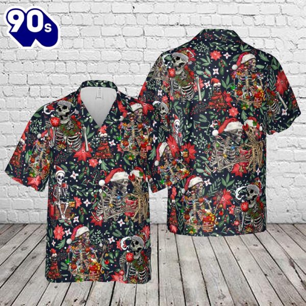Merry Christmas Skull Santa Skeletons Hawaiian Shirt