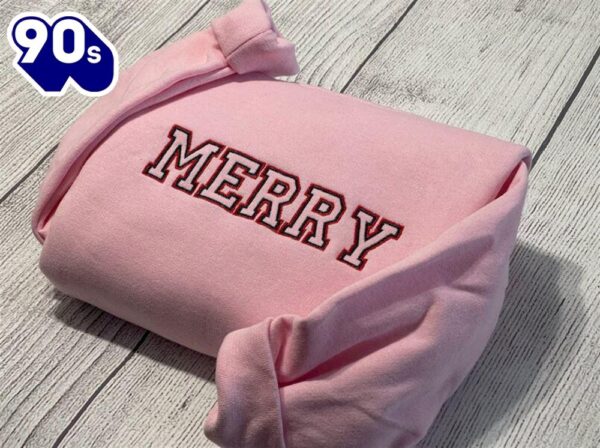 Merry Embroidered Sweatshirt Gift Christmas