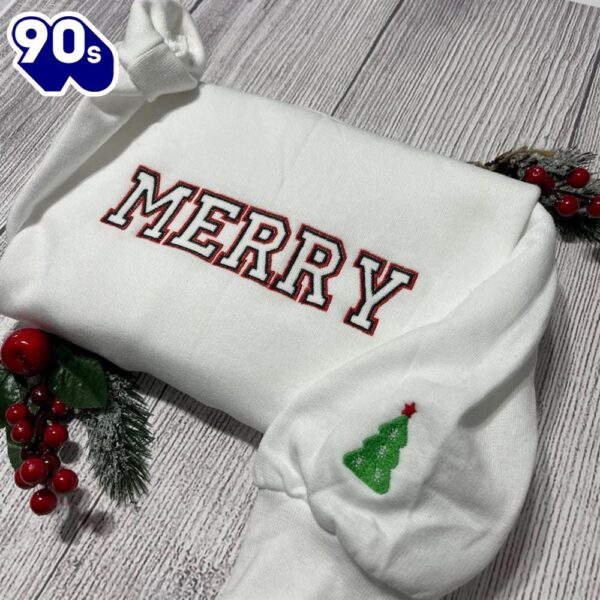 Merry Embroidered Sweatshirt, Women’s Embroidered Sweatshirts