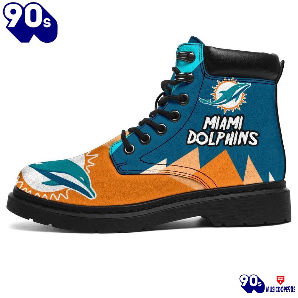 Miami Dolphins All Season Boots Casual Shoes Vegan Leather Custom Boot Shoes Miami Dolphins All Season Boots Casual Shoes Vegan Leather Custom Boot Shoes