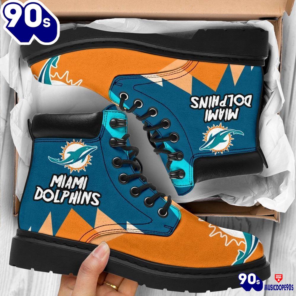 Miami Dolphins All Season Boots Casual Shoes Vegan Leather Custom Boot Shoes Miami Dolphins All Season Boots Casual Shoes Vegan Leather Custom Boot Shoes