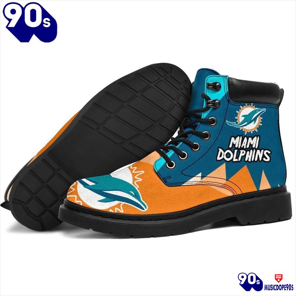 Miami Dolphins All Season Boots Casual Shoes Vegan Leather Custom Boot Shoes Miami Dolphins All Season Boots Casual Shoes Vegan Leather Custom Boot Shoes