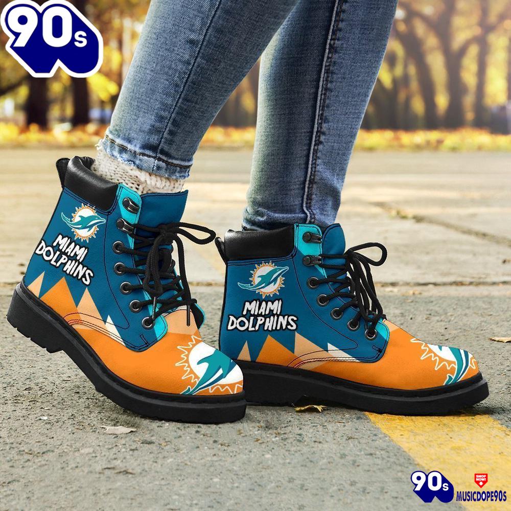 Miami Dolphins All Season Boots Casual Shoes Vegan Leather Custom Boot Shoes Miami Dolphins All Season Boots Casual Shoes Vegan Leather Custom Boot Shoes