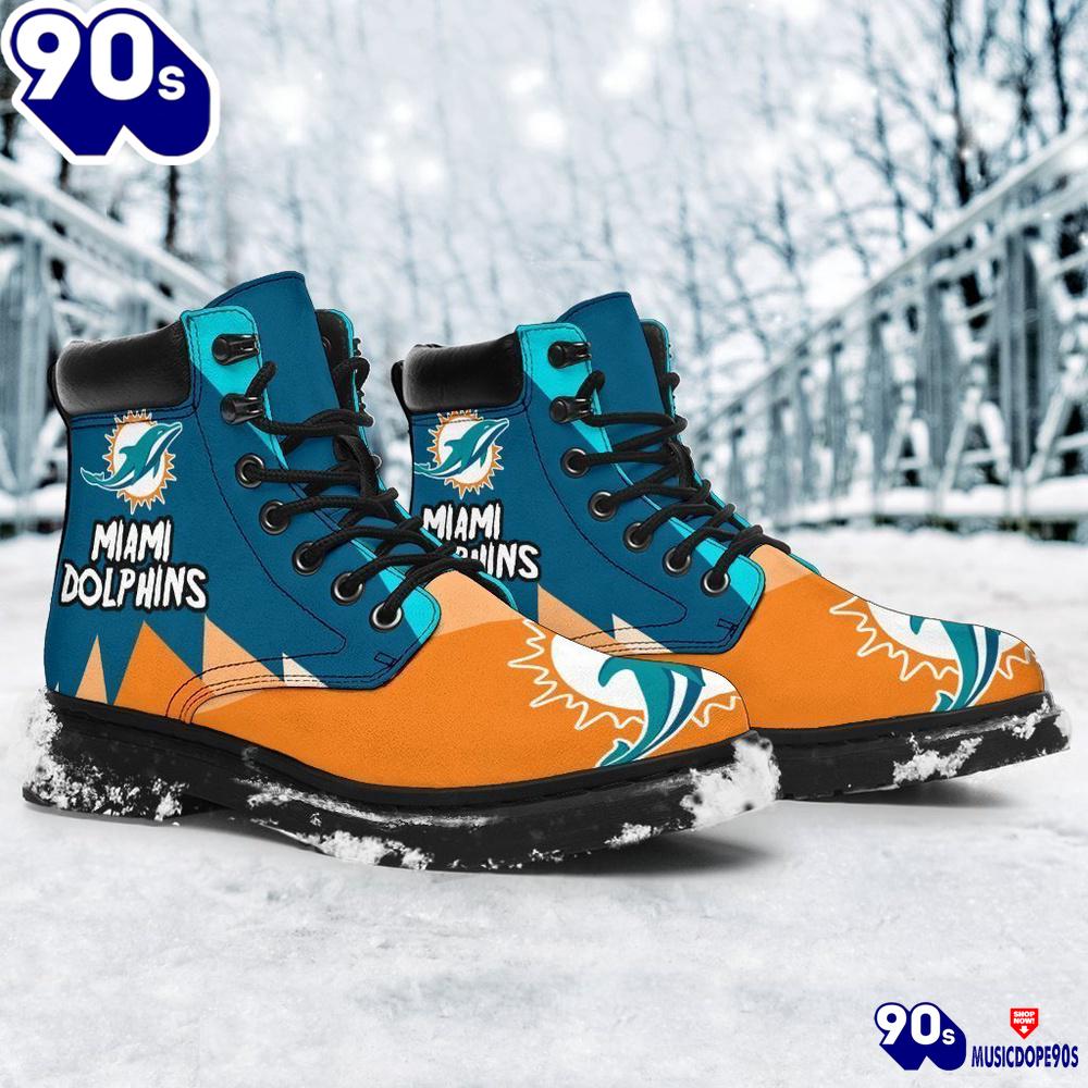 Miami Dolphins All Season Boots Casual Shoes Vegan Leather Custom Boot Shoes Miami Dolphins All Season Boots Casual Shoes Vegan Leather Custom Boot Shoes