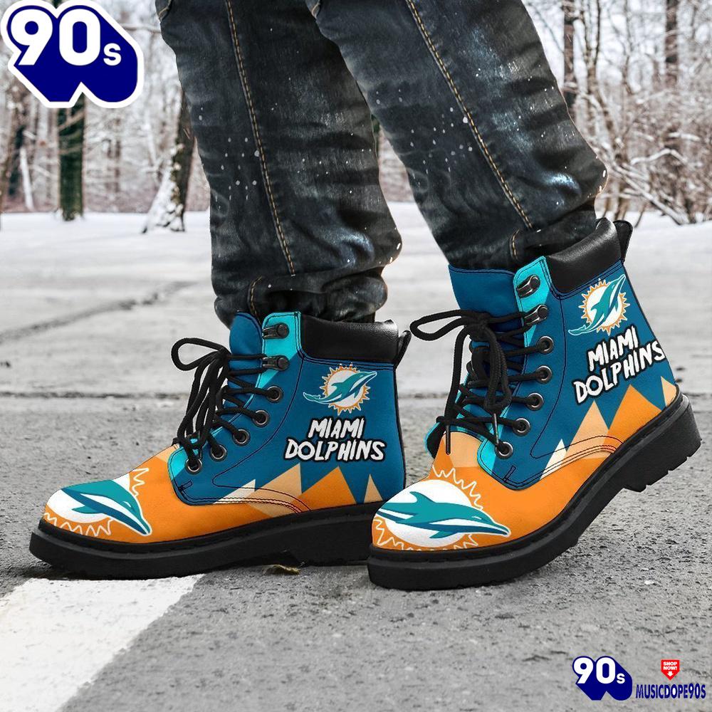 Miami Dolphins All Season Boots Casual Shoes Vegan Leather Custom Boot Shoes Miami Dolphins All Season Boots Casual Shoes Vegan Leather Custom Boot Shoes