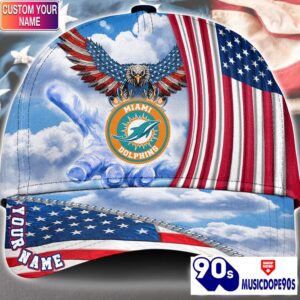 Miami Dolphins Cap Pride US 4th Of July Cap Veterans Cap Custom Name