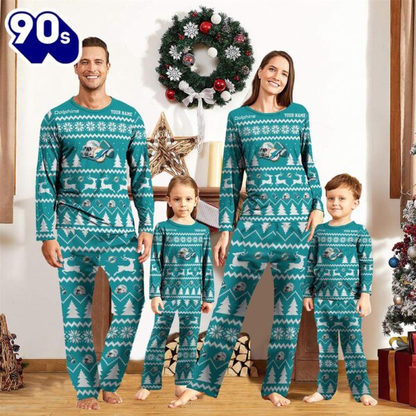 NFL Family Pajama Set,  Miami Dolphins Christmas NFL Custom Family Pajamas