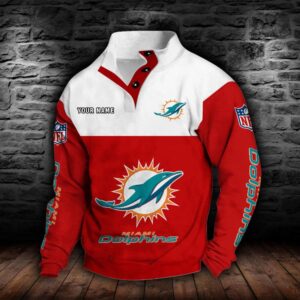 Miami Dolphins Double Breasted Stand Collar Hoodie