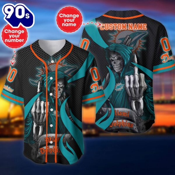 Miami Dolphins Halloween Cusom Name And Number Baseball Jersey