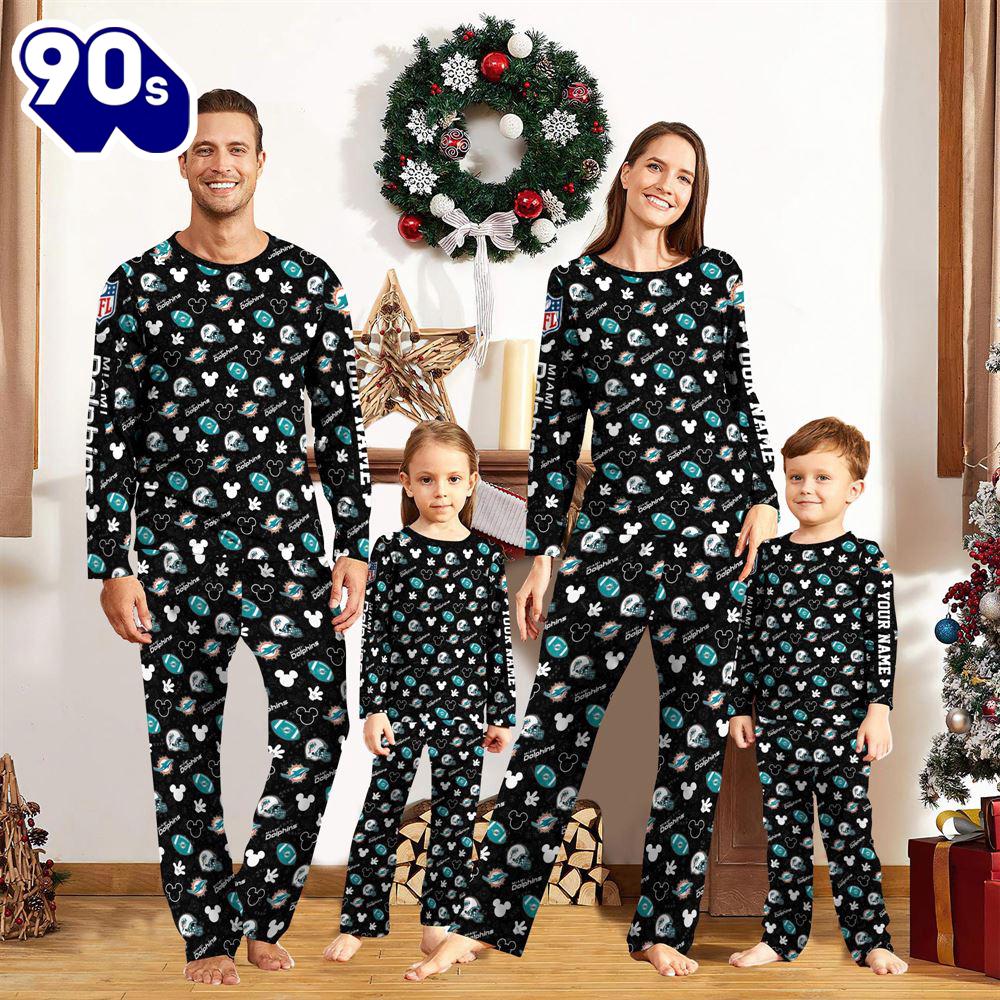 Miami Dolphins NFL And Mickey Mouse Pajamas Custom Your Name Gift Christmas Miami Dolphins NFL And Mickey Mouse Pajamas Custom Your Name Gift Christmas