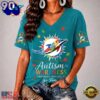 Miami Dolphins NFL Different, Not Less Autism Awareness V neck T Shirt, NFL Fan V Neck Shirt