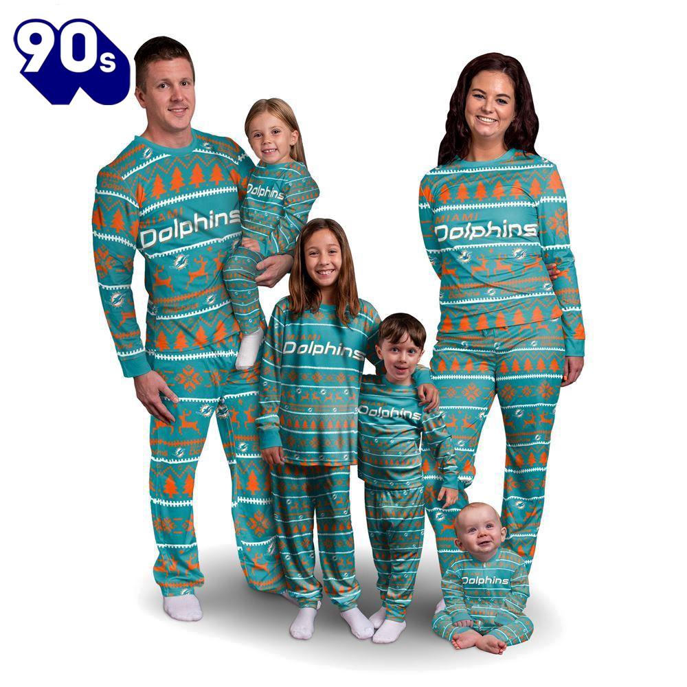 NCAA Family Pajama Sets Miami Dolphins NFL Patterns Essentials Christmas Holiday Family Matching Pajama Sets NCAA Family Pajama Sets Miami Dolphins NFL Patterns Essentials Christmas Holiday Family Matching Pajama Sets