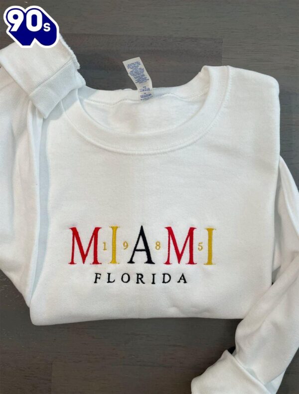 Miami Florida Embroidered Sweatshirt Gift Christmas